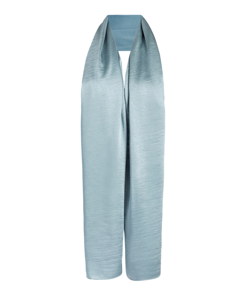 Our maxi scarf is simple and pretty in blue satin, the perfect accessory for any look  Large Maxi scarf (rectangle) 23x72 100% polyester mid-weight satin